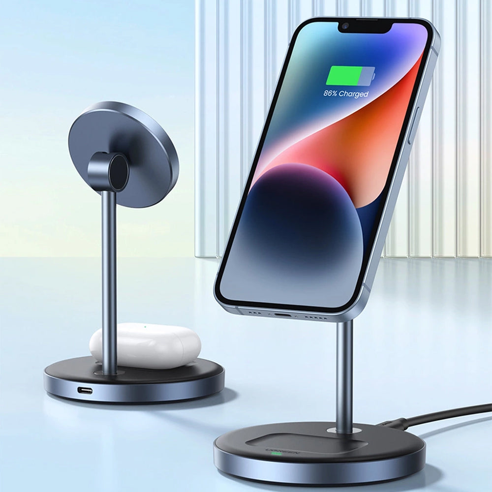 Ugreen - Wireless Charging Station CD317 (90668) - 2in1, for iPhone and Airpods, Type-C, N52 Magnet, Qi, 20W - Black