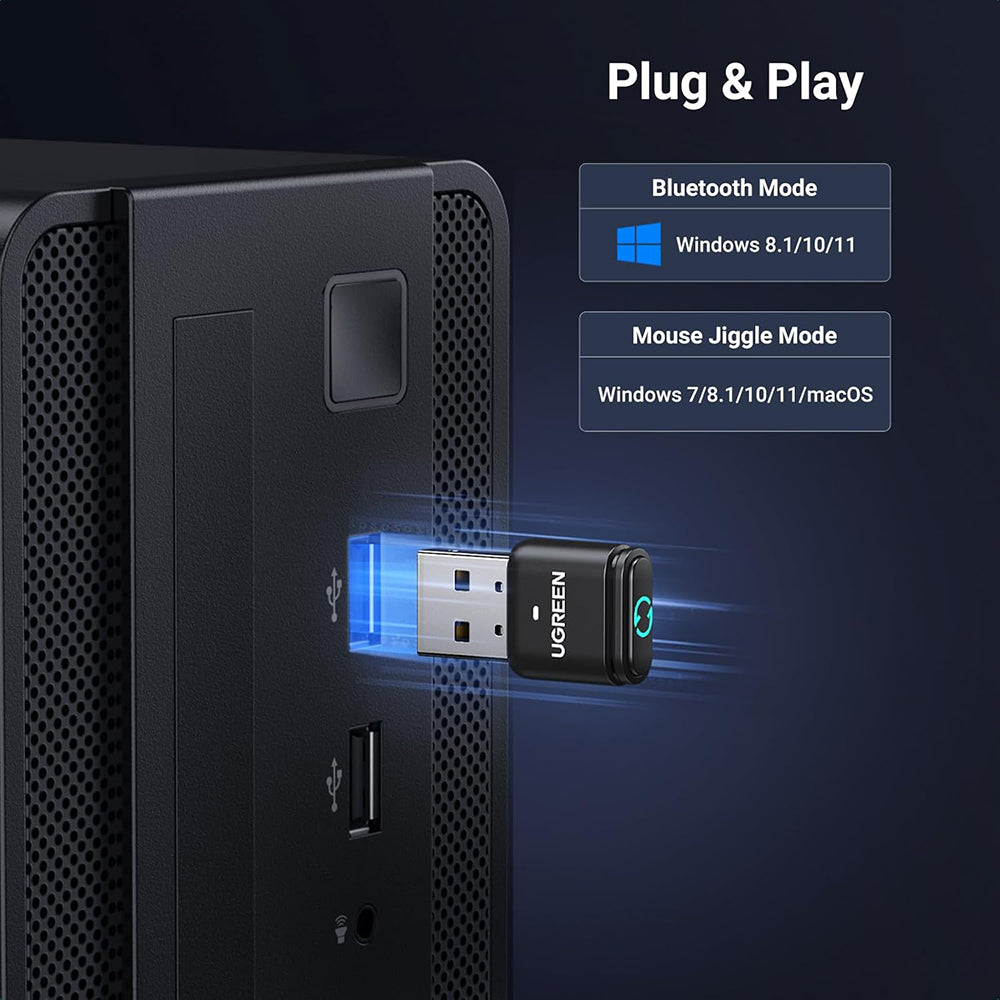 Ugreen - Bluetooth Adapter BT301 (35994) - with Mouse Jiggler Function, USB, Bluetooth 5.3, Plug&Play - Black