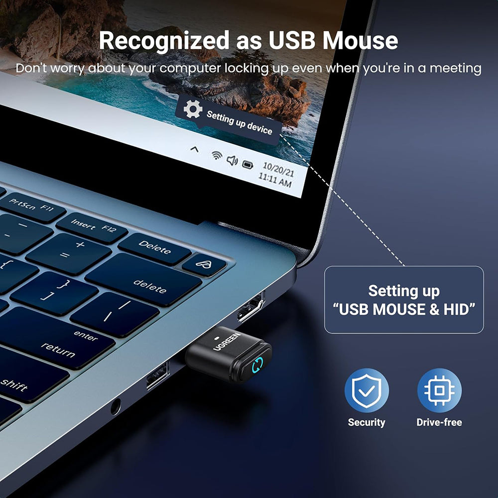 Ugreen - Bluetooth Adapter BT301 (35994) - with Mouse Jiggler Function, USB, Bluetooth 5.3, Plug&Play - Black
