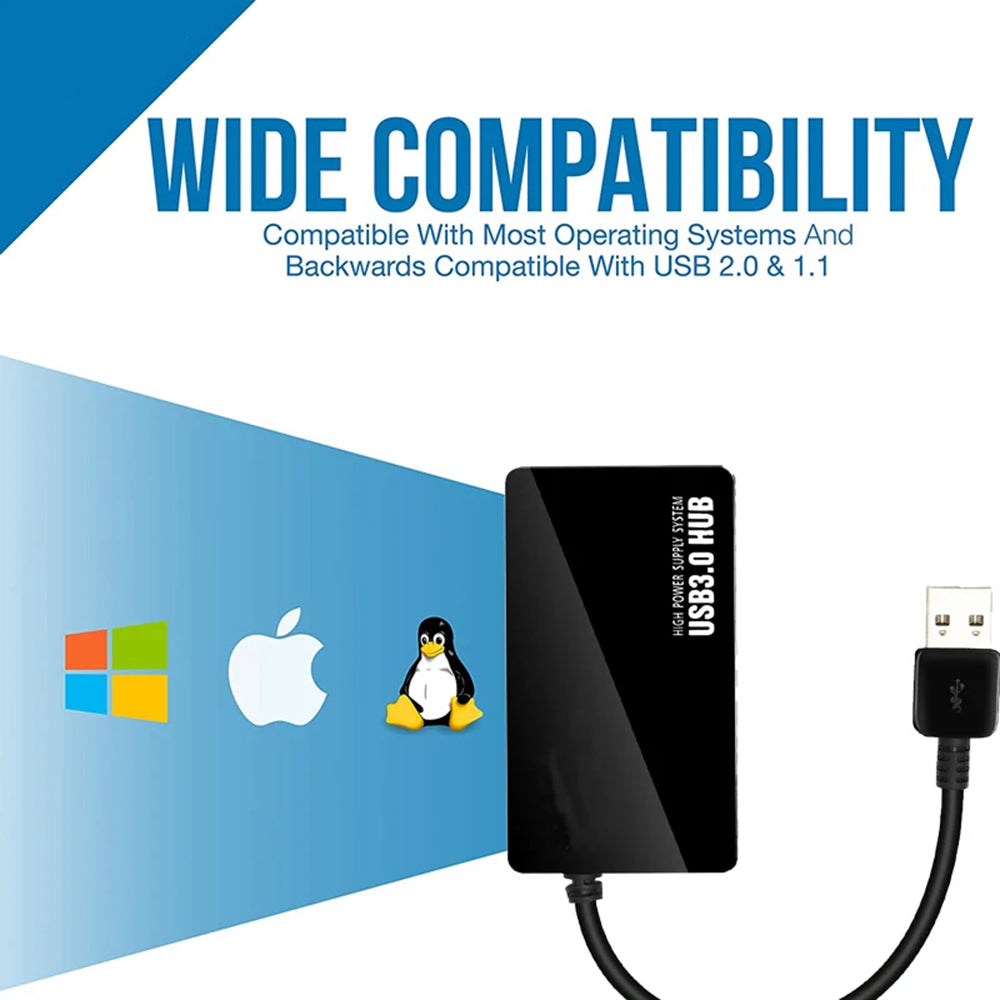 Techsuit - Docking Station QuantumNode 4 in 1 (H15) - USB to 4x USB 3.0, ABS - Black