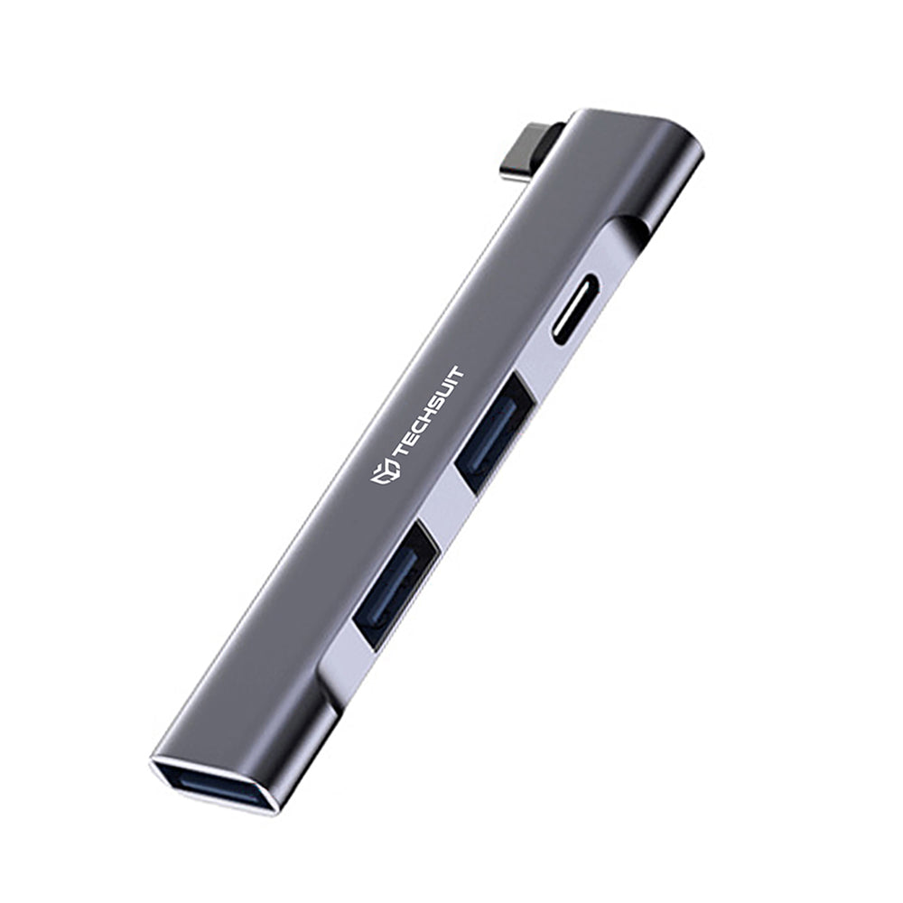 Techsuit - Docking Station ZenithDock 4 in 1 (H12) - USB-C to 2x USB 2.0, 1x USB 3.0, 1x Type-C, 60W - Gray