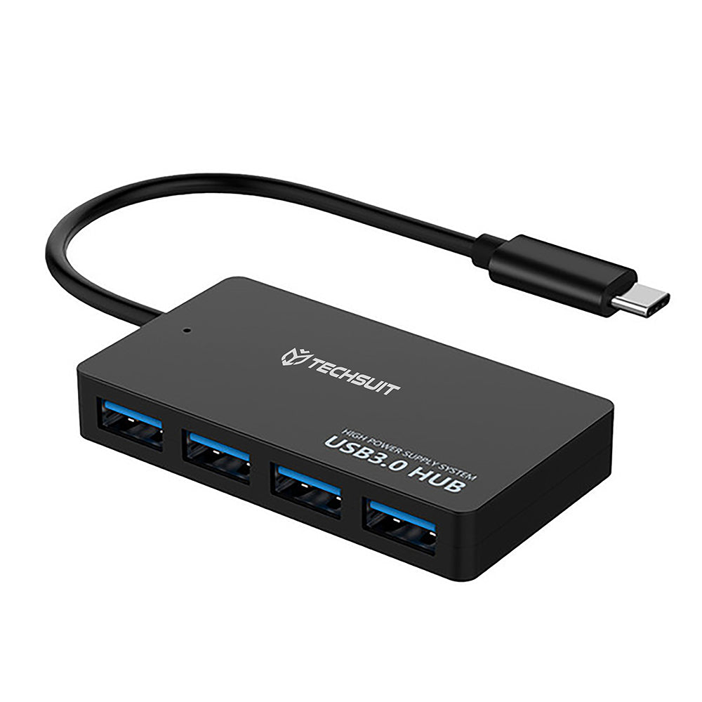 Techsuit - Docking Station QuantumNode 4 in 1 (H16) - USB-C to 4x USB 3.0, ABS - Black