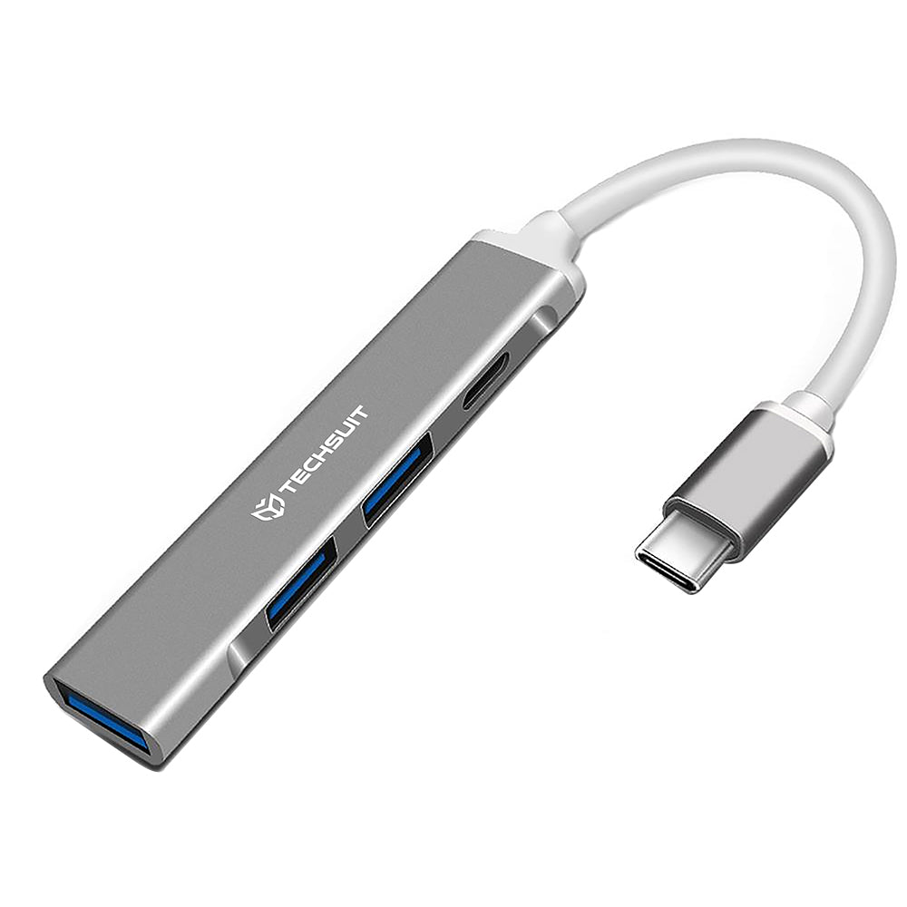 Techsuit - Docking Station PolarisBridge 4 in 1 (H18) - USB-C to 1x USB 3.0, 2x USB 2.0, 1x Type-C - Gray/White