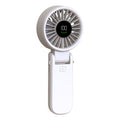 Techsuit - Premium Mini Hand Fan (A10) - with LED Digital Display, USB-C Rechargeable, 100 Wind Speeds, 5400RPM - White