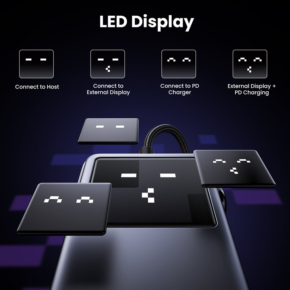 Ugreen - Docking Station Uno 6in1 CM888 (35998) - LED Display, 2x USB, 2x Type-C, HDMI, 10Gb/s, 4K, 100W, SD/TF Slot - B