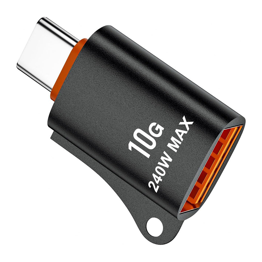 Techsuit - Premium OTG Adapter HyperPort (A1) - USB 3.0 Female to Type-C Male, 10Gbps, 240W, Aluminum Alloy - Black / Or