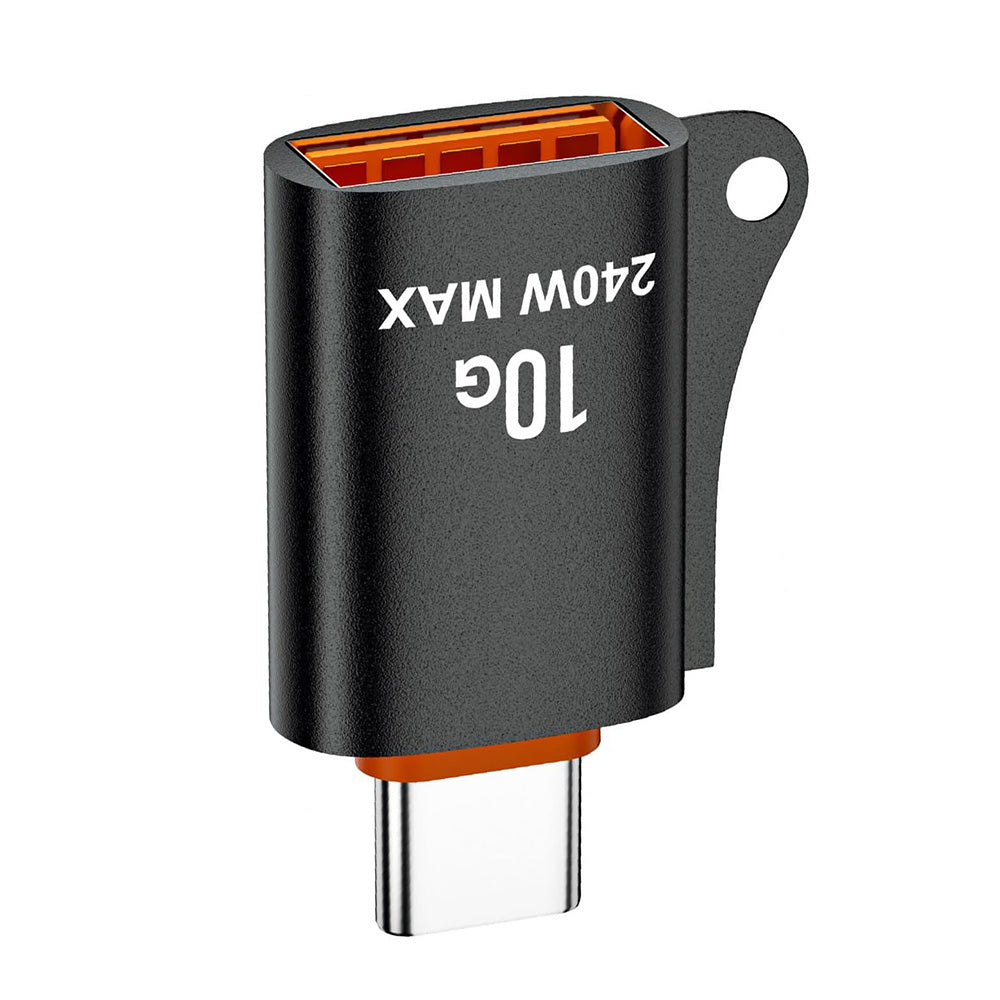 Techsuit - Premium OTG Adapter HyperPort (A1) - USB 3.0 Female to Type-C Male, 10Gbps, 240W, Aluminum Alloy - Black / Or