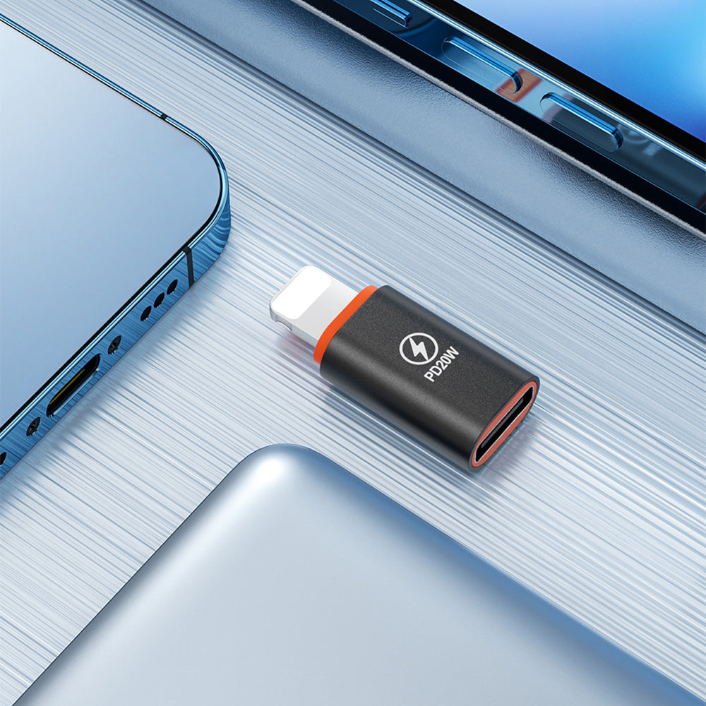 Techsuit - Premium OTG Adapter HyperPort (A3) - Type-C Male to Lightning Female, PD20W, Converter for iPhone - Black / O