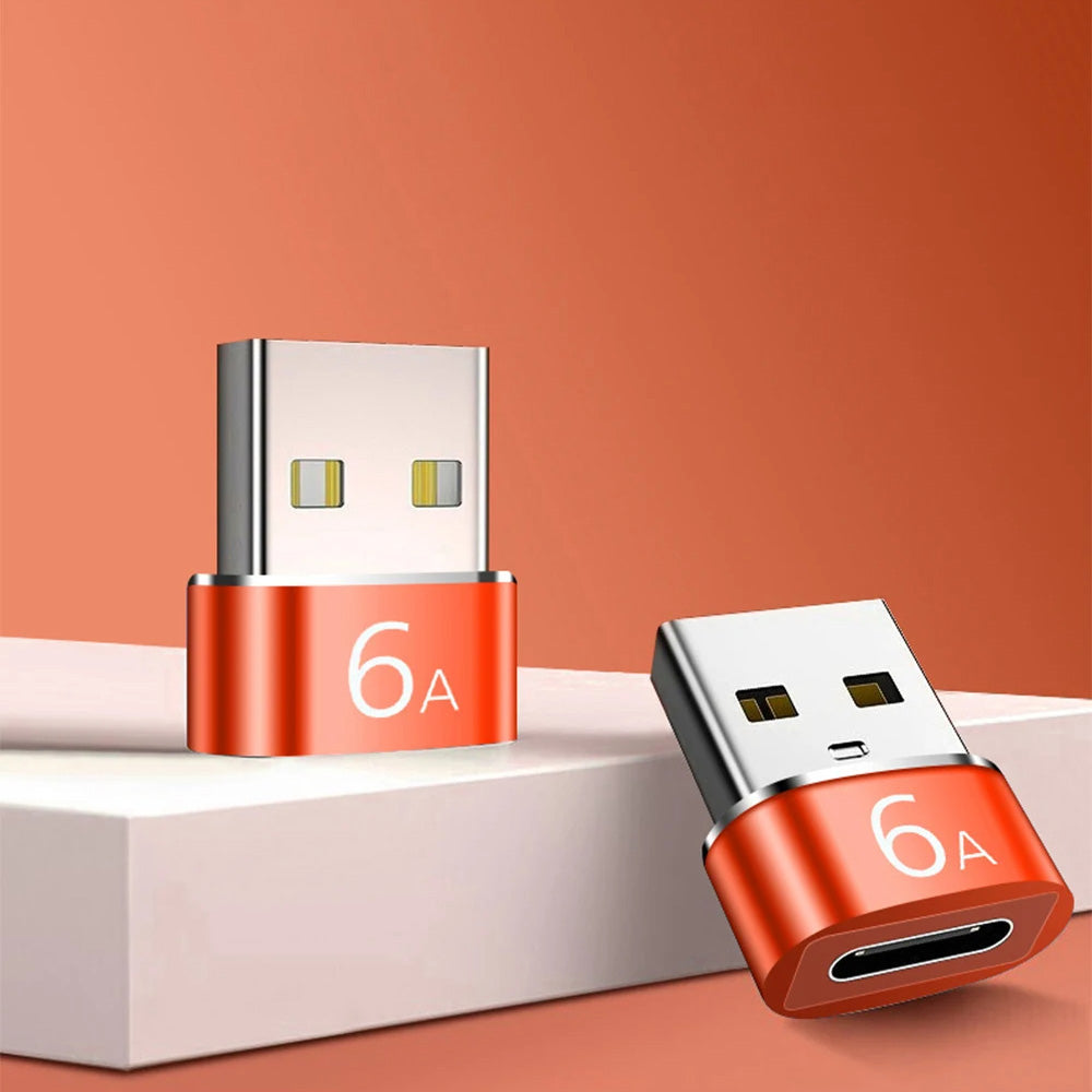 Techsuit - Premium OTG Adapter HyperPort (A4) - Type-C to USB, 5Gbps, 6A, 120W, Converter for Phone - Black / Orange