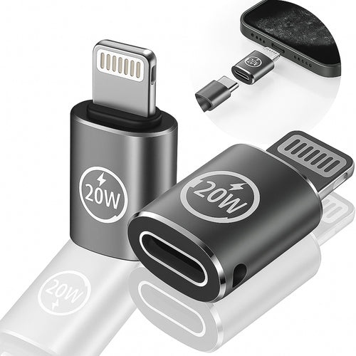 Techsuit - Premium OTG Adapter TitanCoreX (A11) - Lightning to Type-C, 3A, Aluminum Alloy, Plug&Play, Fast Transfer - Gr