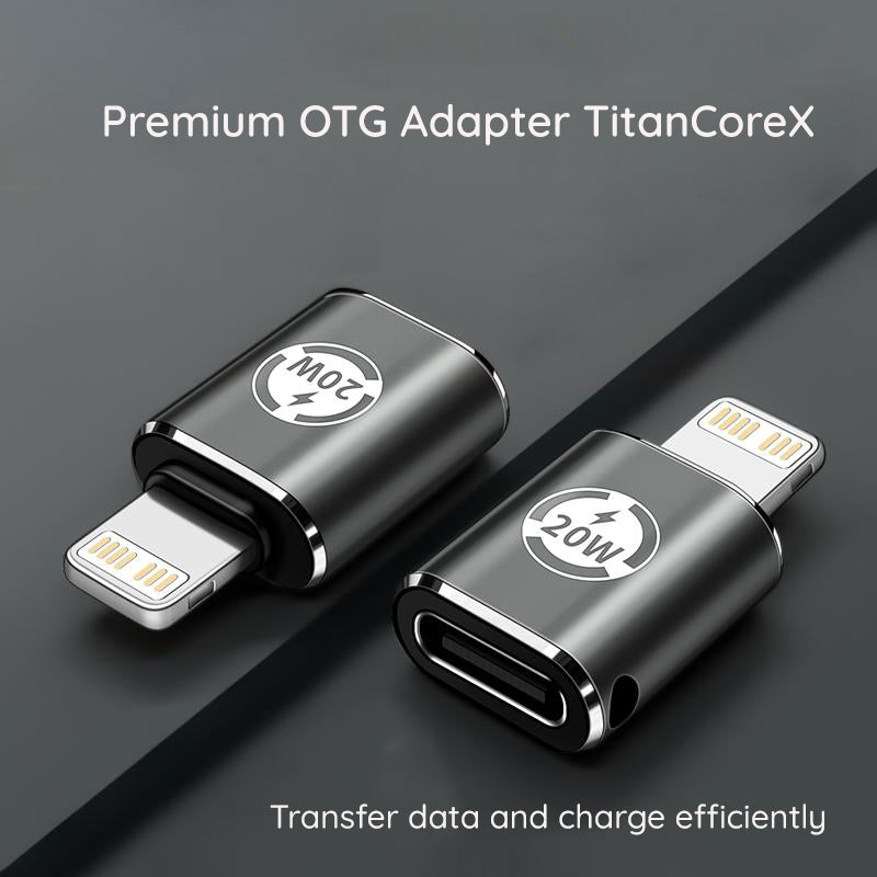 Techsuit - Premium OTG Adapter TitanCoreX (A11) - Lightning to Type-C, 3A, Aluminum Alloy, Plug&Play, Fast Transfer - Gr