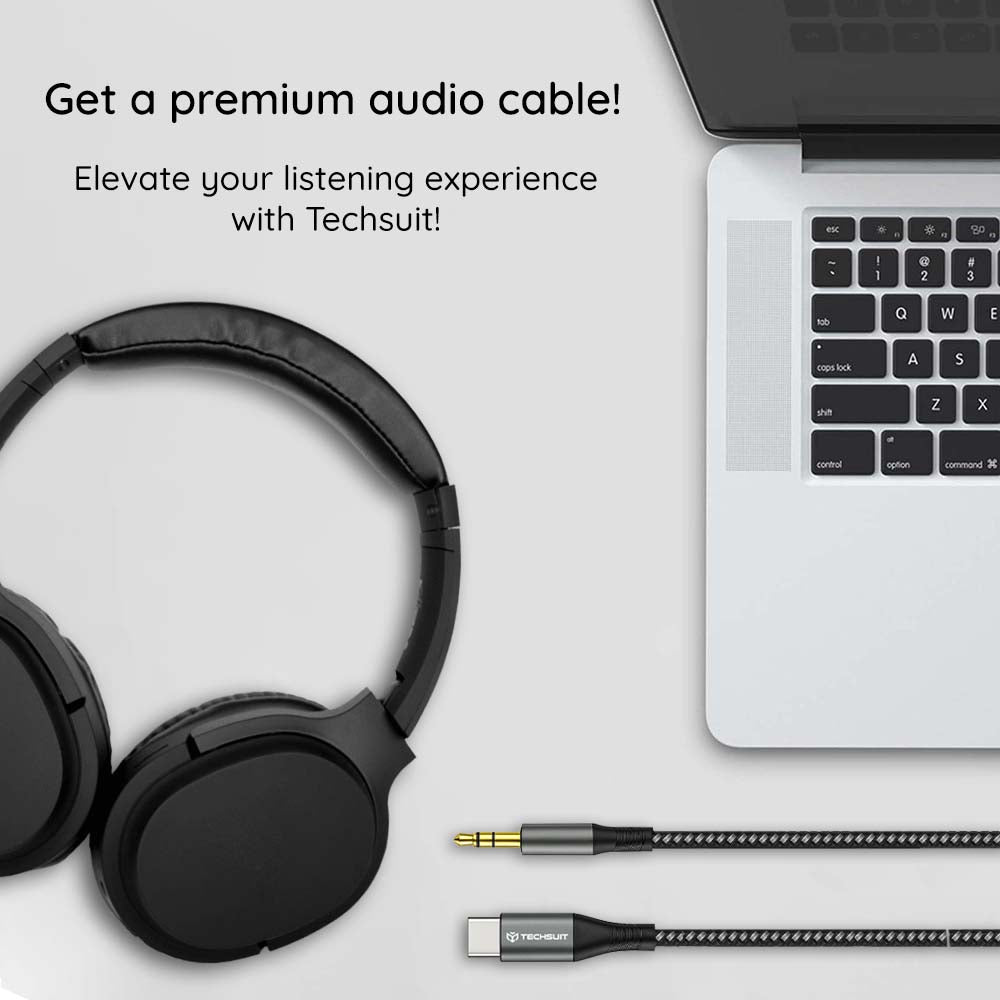 Techsuit - Premium Cable Adapter NexaSound (AC16) - Type-C to 3.5mm Jack, DAC Chip, Nylon Braided + Aluminum Alloy, 1m -