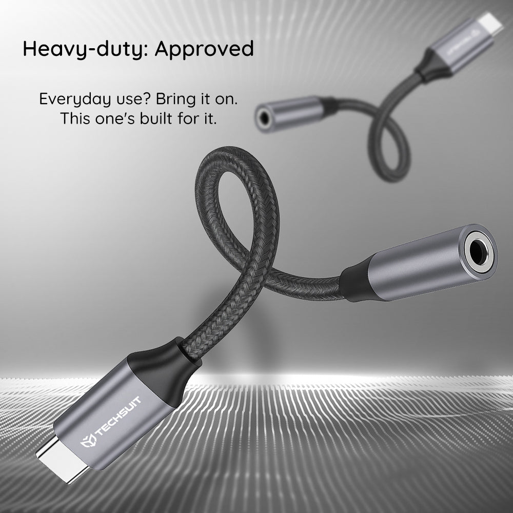 Techsuit - (2 pack) Premium Cable Adapter FuseXound (AC12) - Type-C to 3.5mm Jack, 3A, DAC Chip, Plug and Play, Braid - 