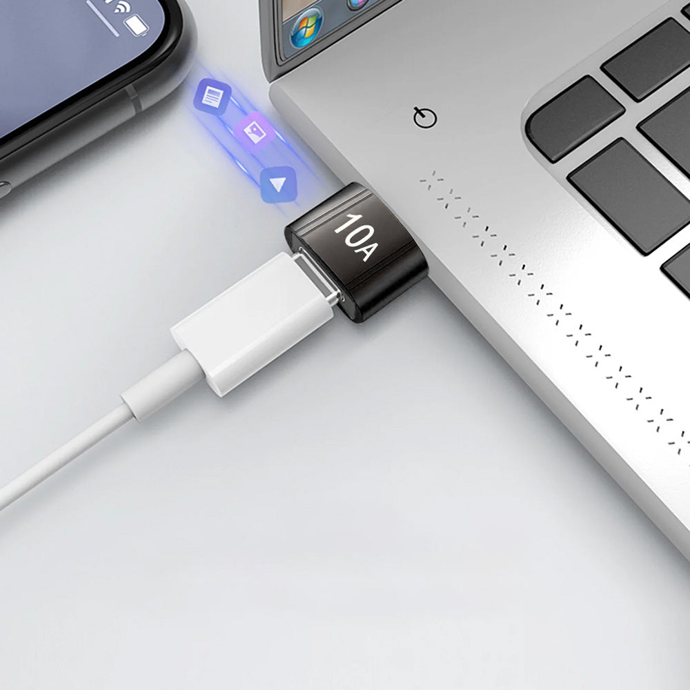 Techsuit - Premium OTG Adapter HyperPort (A7) - Type-C to USB3.0, 5Gbps, 10A, Converter for Phone - Black / Orange