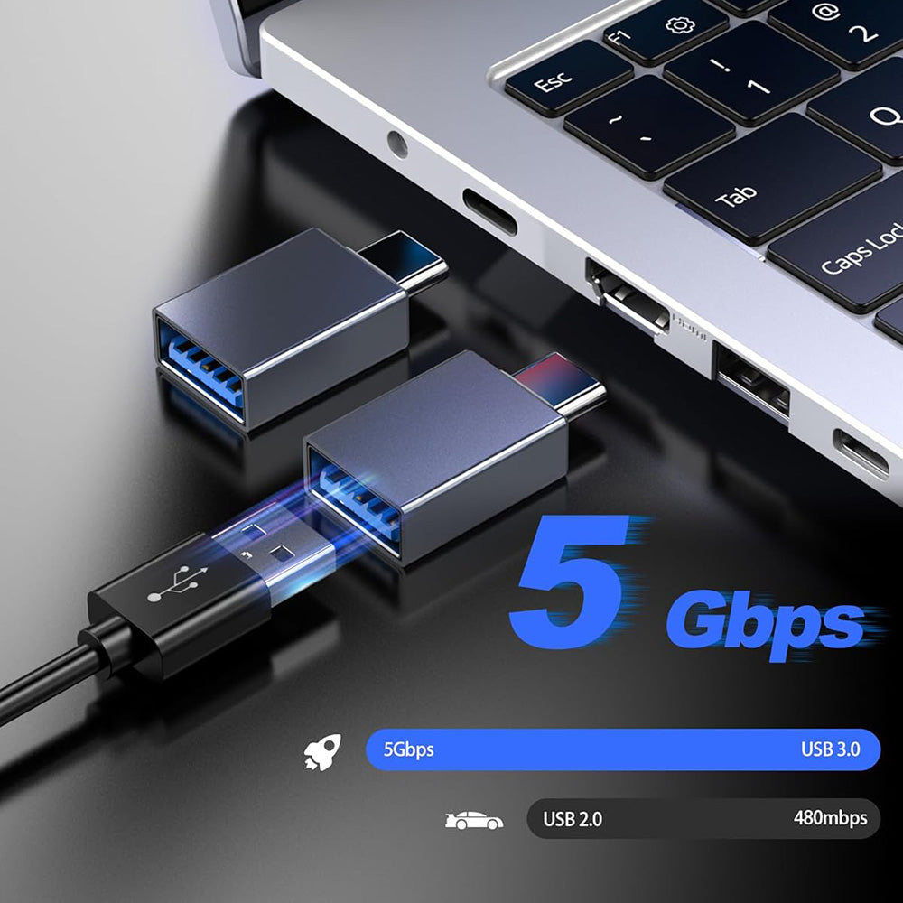 Techsuit - Premium OTG Adapter SlateVolt (A8) - USB 3.0 to Type-C, 5Gbps, 3A, Aluminum Alloy, Fast Data Transfer - Gray
