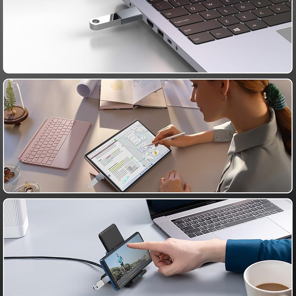 Techsuit - Premium OTG Adapter SlateVolt (A8) - USB 3.0 to Type-C, 5Gbps, 3A, Aluminum Alloy, Fast Data Transfer - Gray