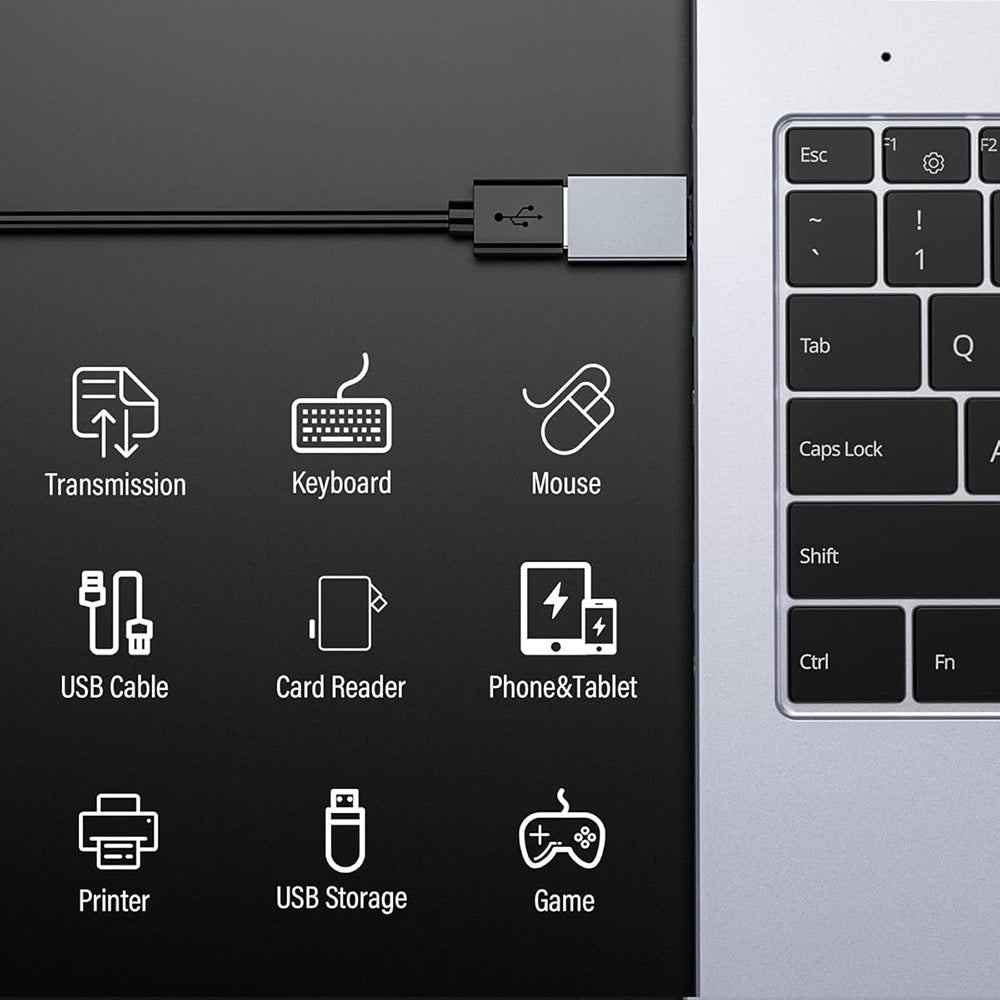 Techsuit - Premium OTG Adapter SlateVolt (A8) - USB 3.0 to Type-C, 5Gbps, 3A, Aluminum Alloy, Fast Data Transfer - Gray