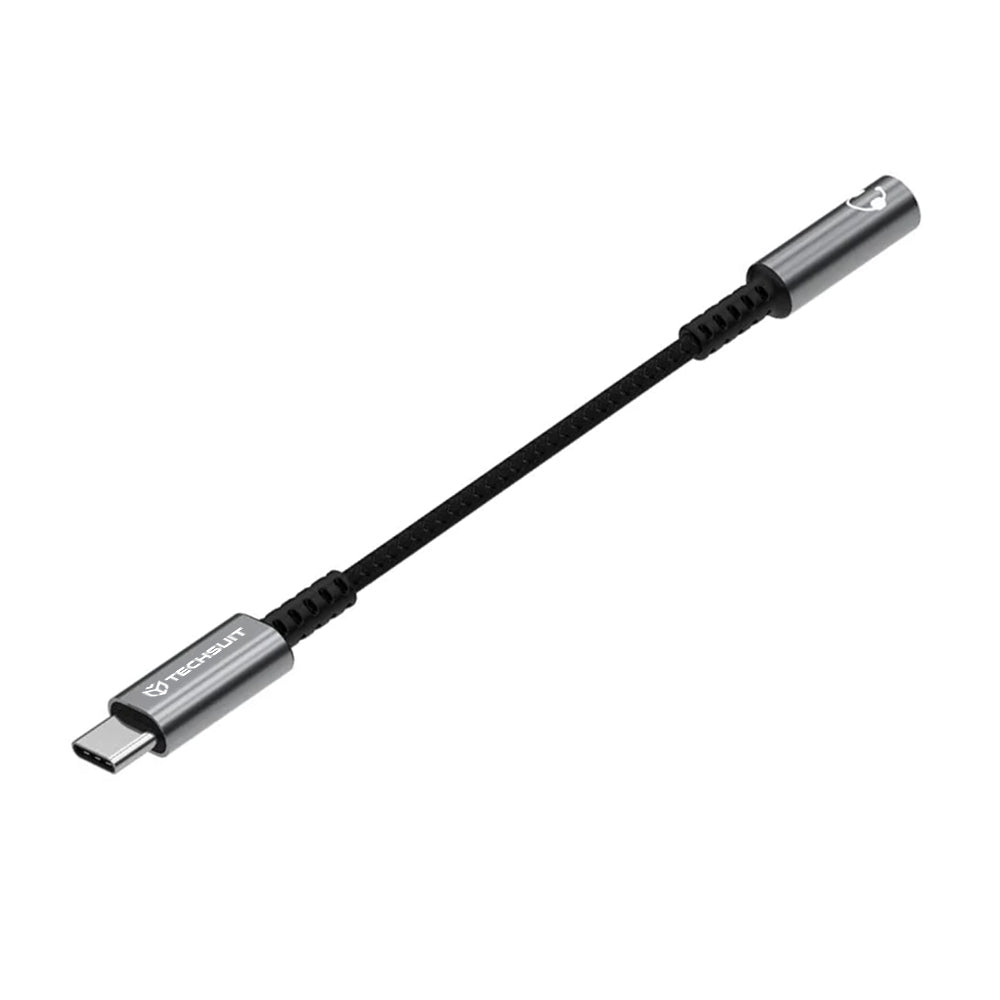 Techsuit - Premium Cable Adapter SonicPiX (AC14) - Type-C to 3.5mm Jack, 3A, DAC Chip, Aluminum, Digital Decoder, 0.1m -