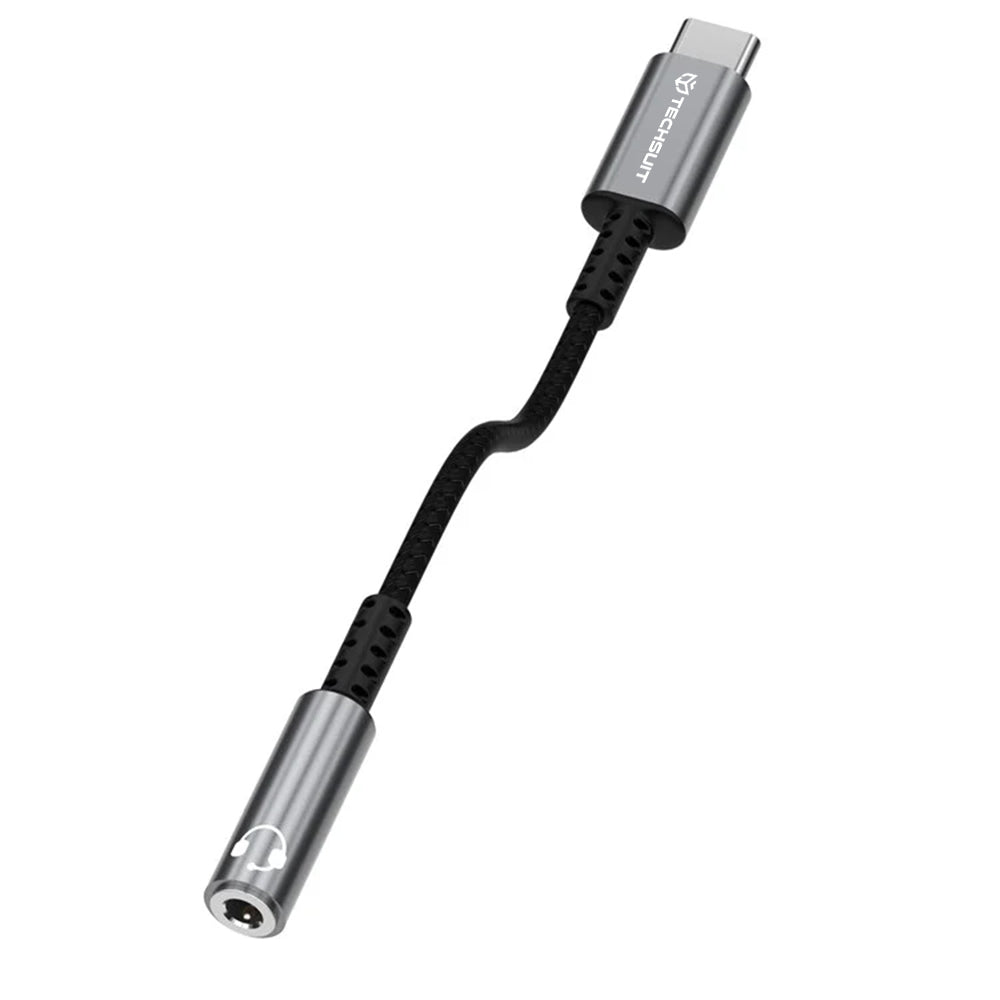 Techsuit - Premium Cable Adapter SonicPiX (AC14) - Type-C to 3.5mm Jack, 3A, DAC Chip, Aluminum, Digital Decoder, 0.1m -