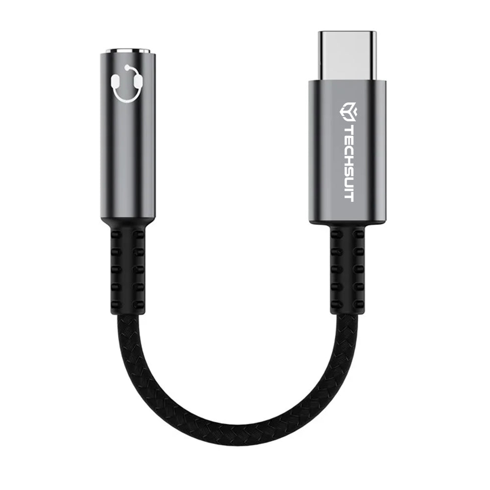 Techsuit - Premium Cable Adapter SonicPiX (AC14) - Type-C to 3.5mm Jack, 3A, DAC Chip, Aluminum, Digital Decoder, 0.1m -
