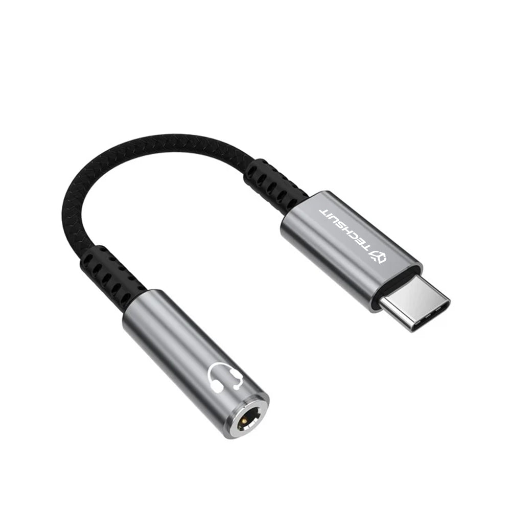 Techsuit - Premium Cable Adapter SonicPiX (AC14) - Type-C to 3.5mm Jack, 3A, DAC Chip, Aluminum, Digital Decoder, 0.1m -