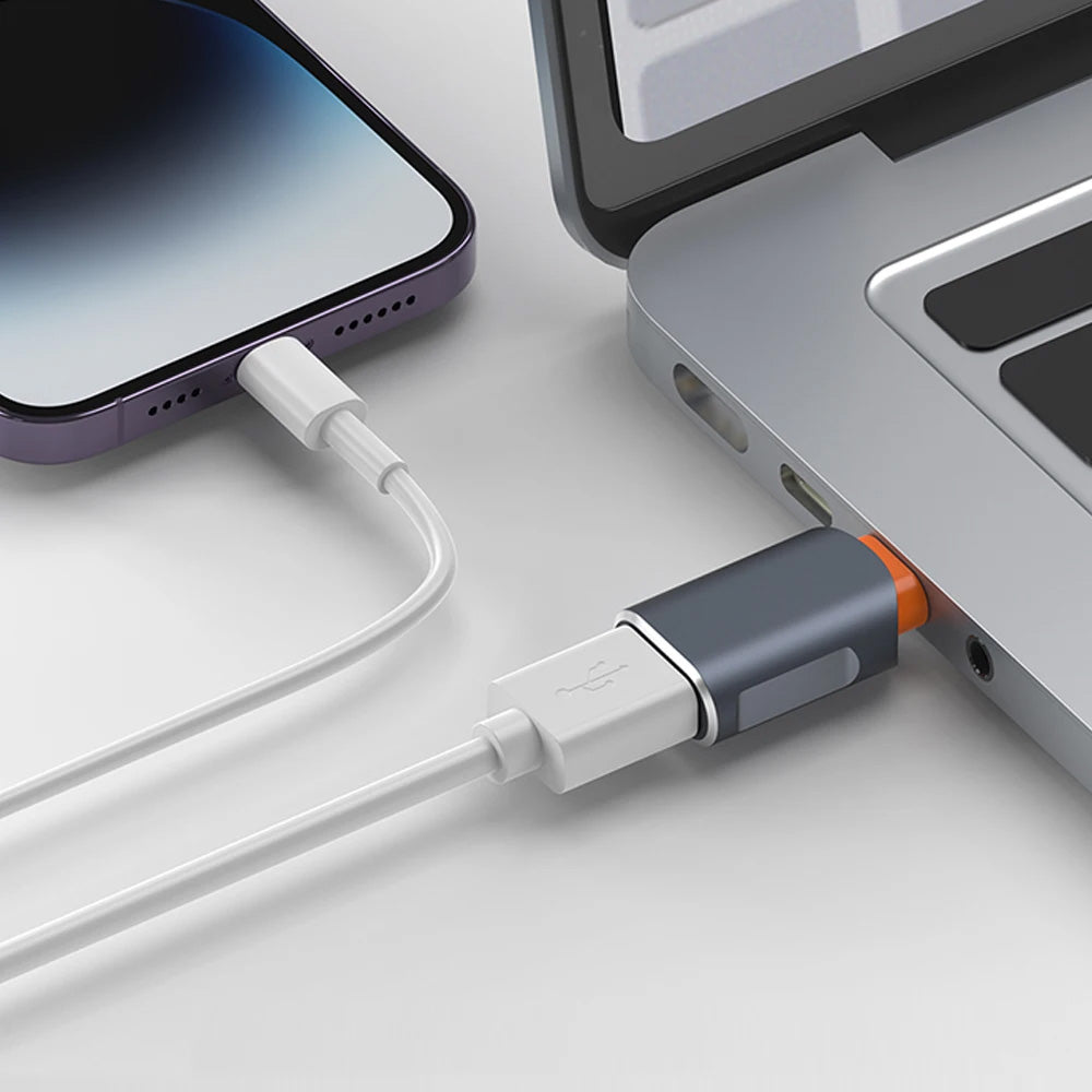 Techsuit - Premium OTG Adapter SlateVolt (A9) - USB to Type-C, 5Gbps, 6A, 120W, Plug and Play, Fast Data Transfer - Gray