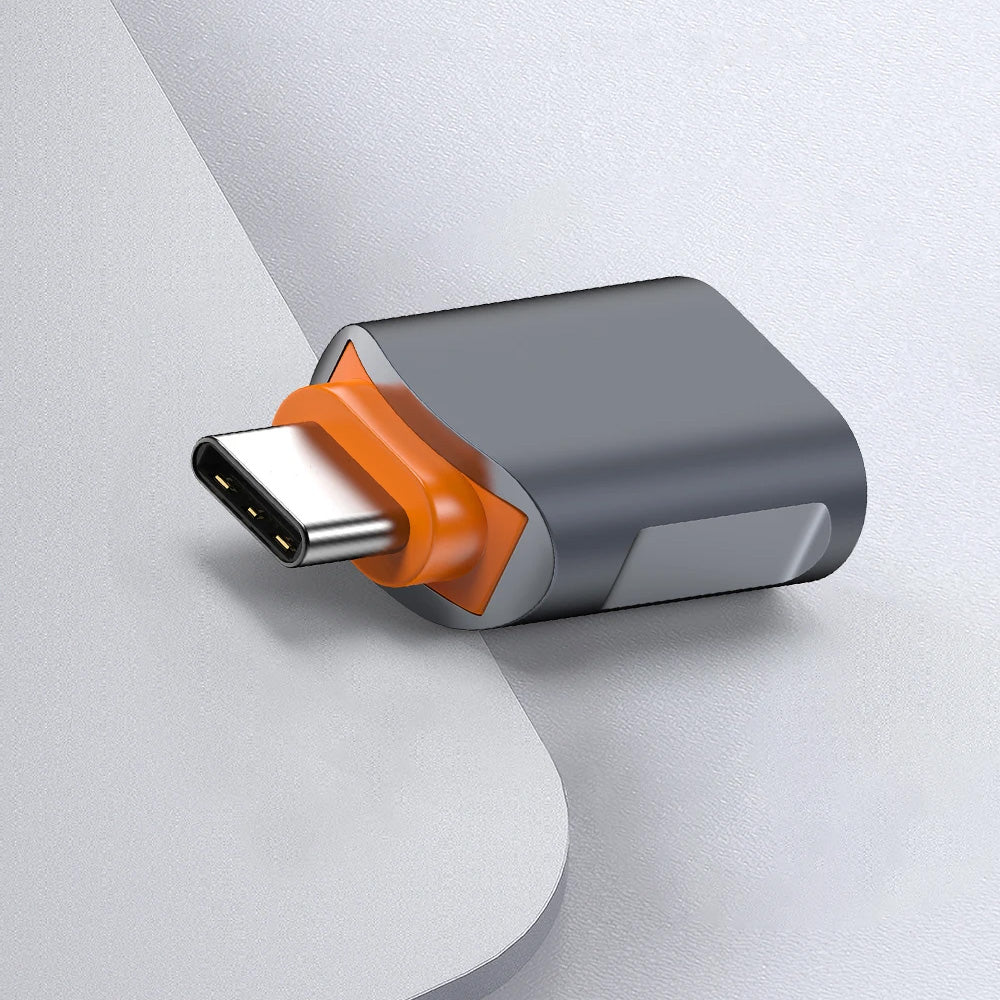 Techsuit - Premium OTG Adapter SlateVolt (A9) - USB to Type-C, 5Gbps, 6A, 120W, Plug and Play, Fast Data Transfer - Gray