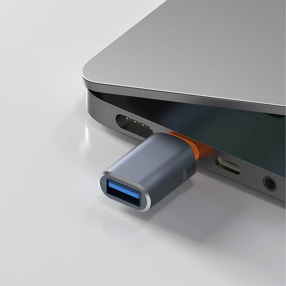 Techsuit - Premium OTG Adapter SlateVolt (A9) - USB to Type-C, 5Gbps, 6A, 120W, Plug and Play, Fast Data Transfer - Gray