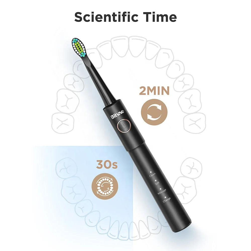 Bitvae - Electric Toothbrush (E11) - Ultrasonic, 8 Heads, Travel Case, White/Clean/Sensitive/Polish/Massage Modes - Pink