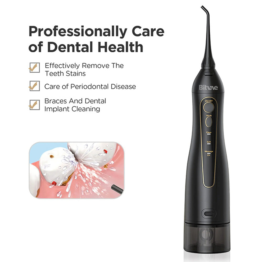 Bitvae - Water Flosser (BV5020E) - with 4x Standard, 1x Periodontal, 1x Orthodontic, 1x Tongue Nozzel, 300ml, 3 Modes - 