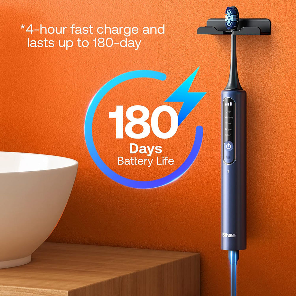 Bitvae - Electric Toothbrush (BVS3 Smart) - Sonic, 4 Heads with Cover, Case, 5Modes, Timer, Pressure Sensor, App - Night