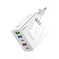 Techsuit - Premium Wall Charger PentaXPower (CHC1) - 3x USB, 2x Type-C PD 25W, 65W, GaN, Fast Charge - White