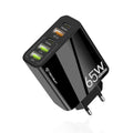 Techsuit - Premium Wall Charger PentaXPower (CHC2) - 3x USB QC 3.0, 2x Type-C PD 20W, 65W, GaN, Quick Charge - Black