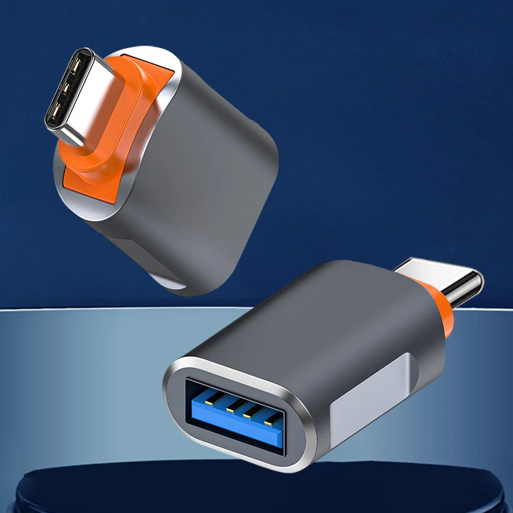 Techsuit - Premium OTG Adapter SlateVolt (A9) - USB to Type-C, 5Gbps, 6A, 120W, Plug and Play, Fast Data Transfer - Gray