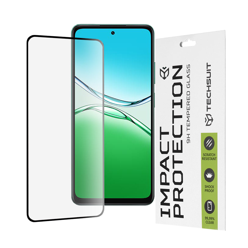 Techsuit - 111D Full Cover / Full Glue Glass - Oppo A5 4G / A5 5G - Black