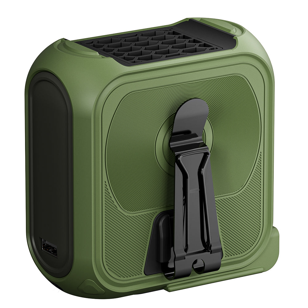 Techsuit - Premium Portable Mini Fan (Z13) - with Power Bank, Rechargeable, 5 Wind Speeds, Belt Buckle, 10000mAh - Green