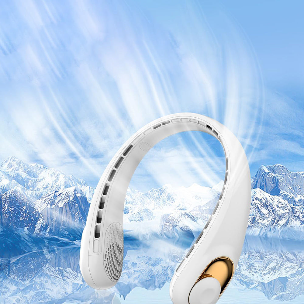 Techsuit - Neck Fan (S9) - Portable, with Digital Display, 3 Wind Speeds, 5200mAh, 5800RPM - White