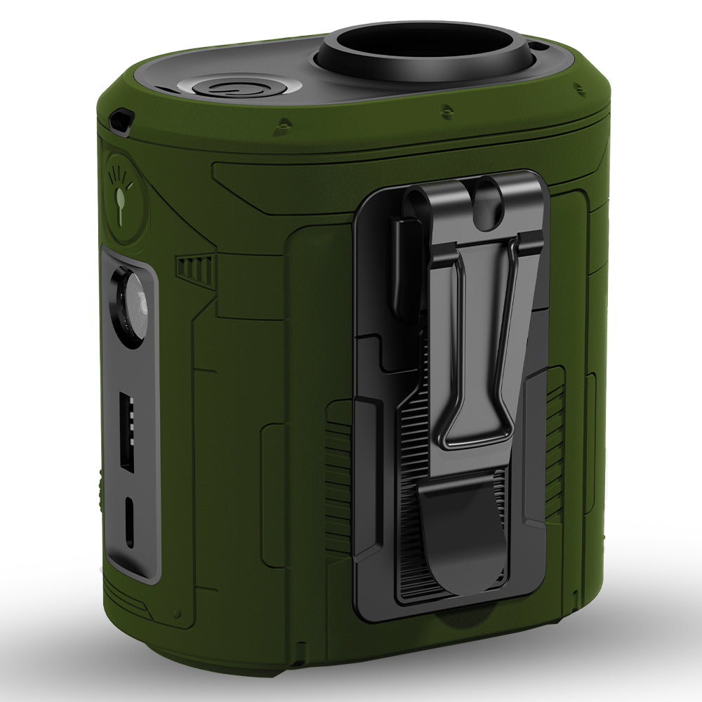 Techsuit - Premium Portable Mini Fan (Z14) - with Power Bank, Rechargeable, 5 Wind Speeds, Belt Buckle, 5000mAh - Green