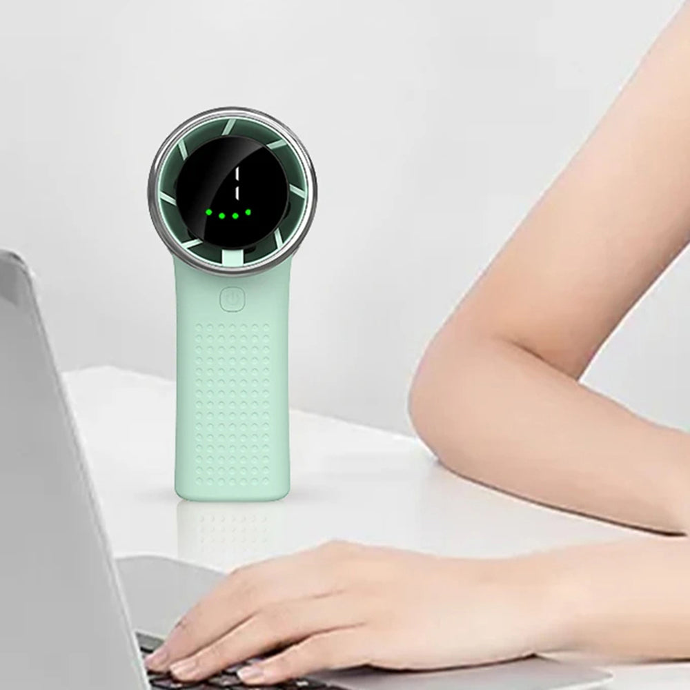 Techsuit - Premium Mini Hand Fan (A8) - with LED Digital Display, USB-C Rechargeable, 5 Wind Speeds, 3600mAh - White