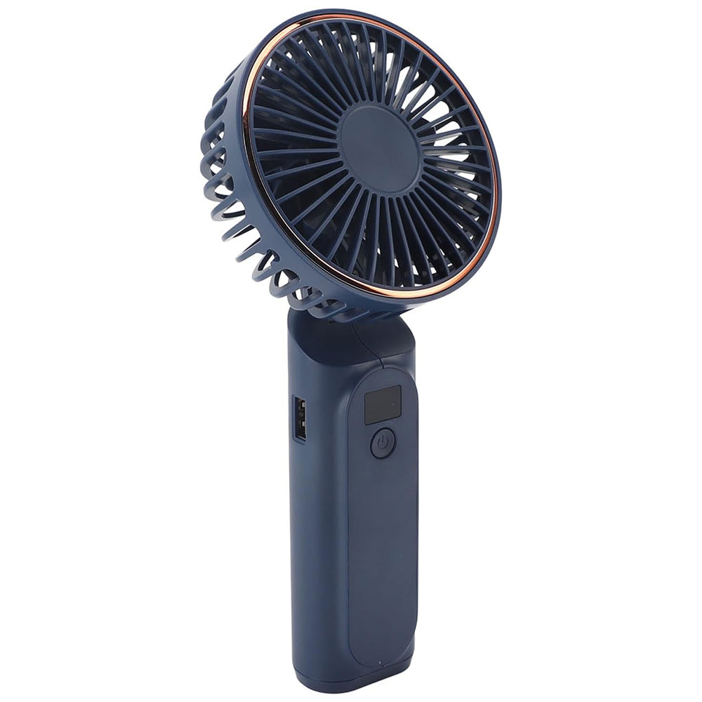 Techsuit - Premium Mini Hand Fan (M12) - with LED Digital Display, USB-C Rechargeable, 6 Wind Speeds, 5000mAh - Blue