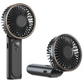 Techsuit - Premium Mini Hand Fan (M12) - with LED Digital Display, USB-C Rechargeable, 6 Wind Speeds, 5000mAh - Black