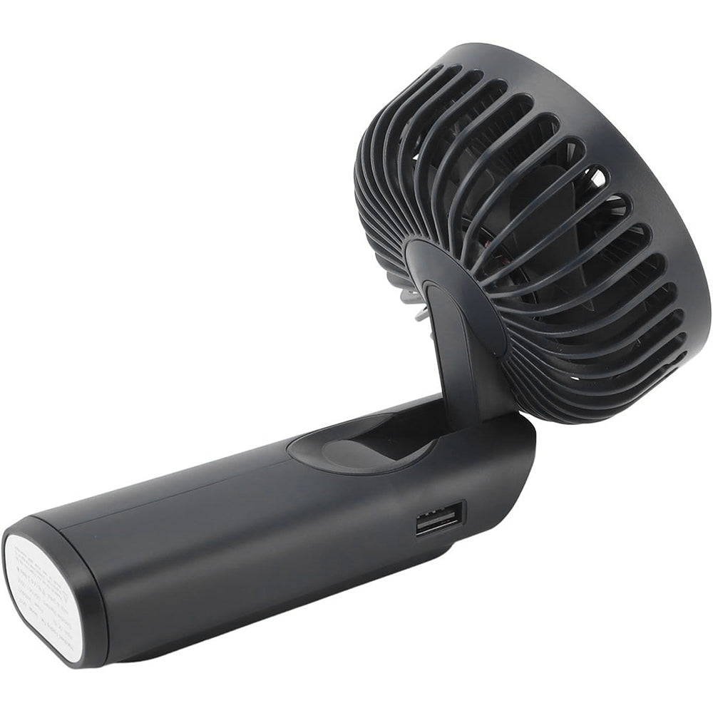 Techsuit - Premium Mini Hand Fan (M12) - with LED Digital Display, USB-C Rechargeable, 6 Wind Speeds, 5000mAh - Black