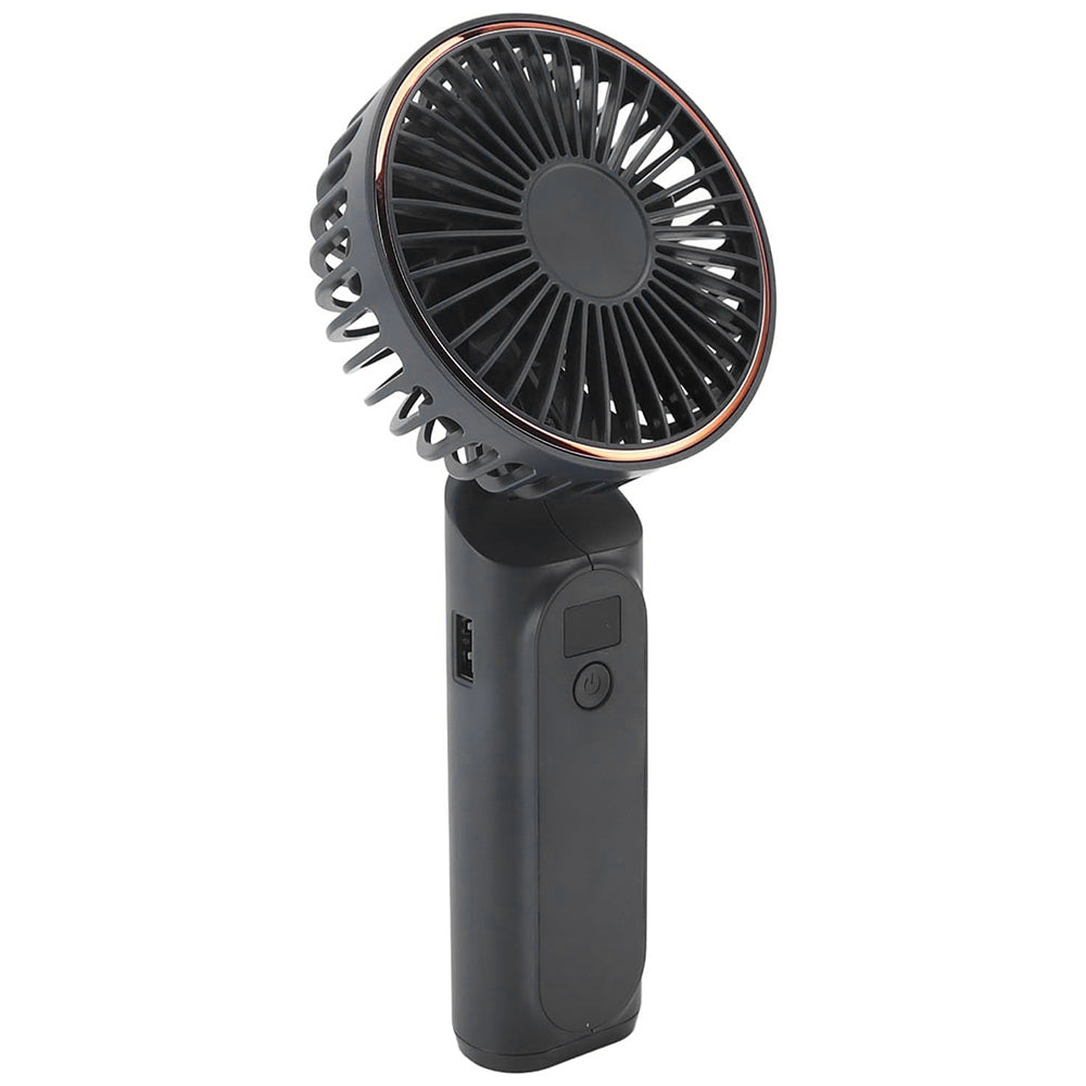 Techsuit - Premium Mini Hand Fan (M12) - with LED Digital Display, USB-C Rechargeable, 6 Wind Speeds, 5000mAh - Black