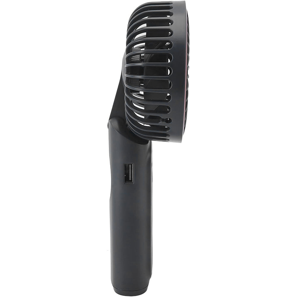 Techsuit - Premium Mini Hand Fan (M12) - with LED Digital Display, USB-C Rechargeable, 6 Wind Speeds, 5000mAh - Black