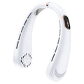 Techsuit - Neck Fan (H6) - Portable, USB, Rechargeable, Adjustable, Digital Display, 1200mAh - White