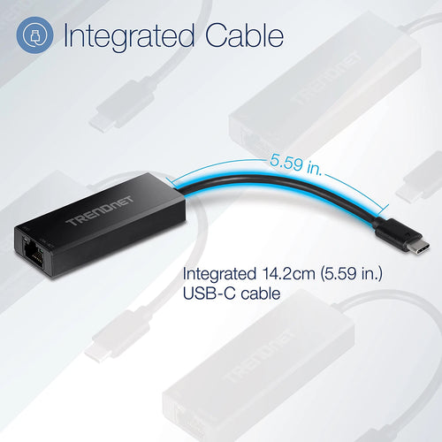 Techsuit - Ethernet Adapter NetLink (AC20) - Type-C Male to RJ45 LAN Port Female, 100Mbps, ABS - Black