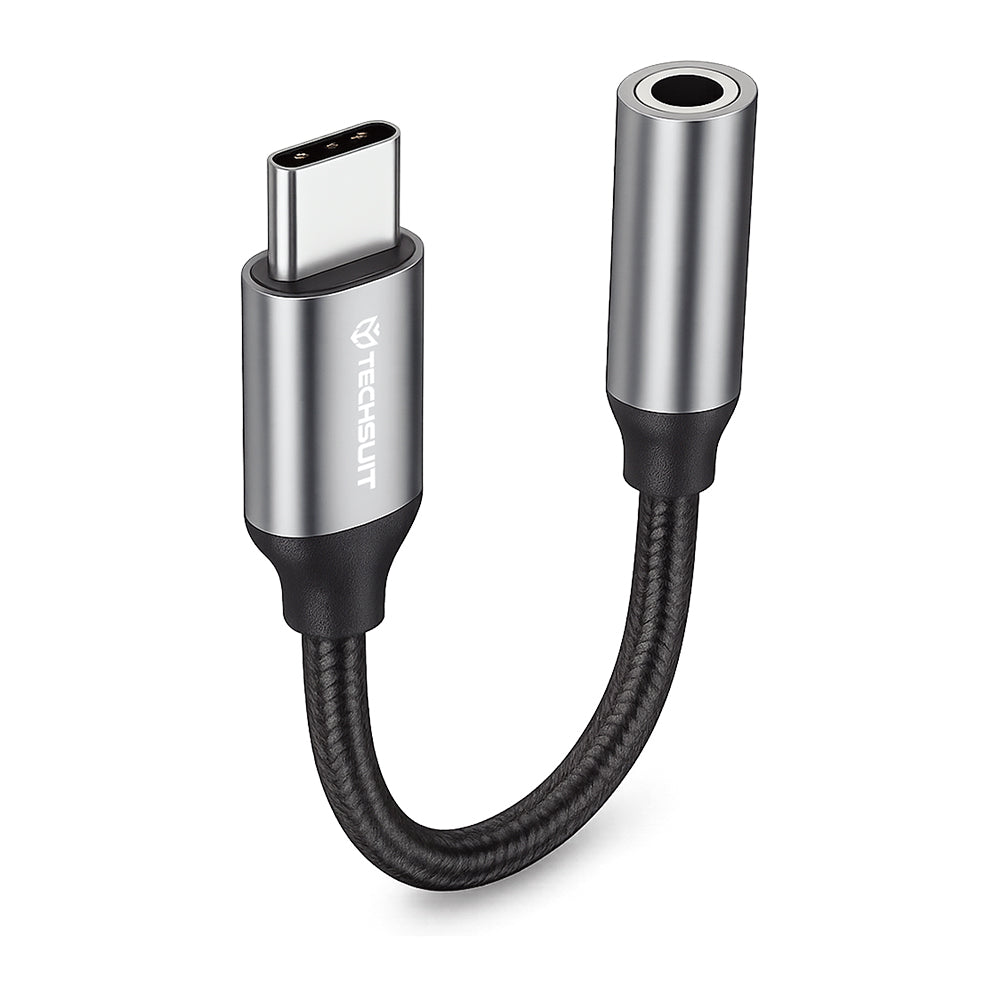 Techsuit - (2 pack) Premium Cable Adapter FuseXound (AC12) - Type-C to 3.5mm Jack, 3A, DAC Chip, Plug and Play, Braid - 