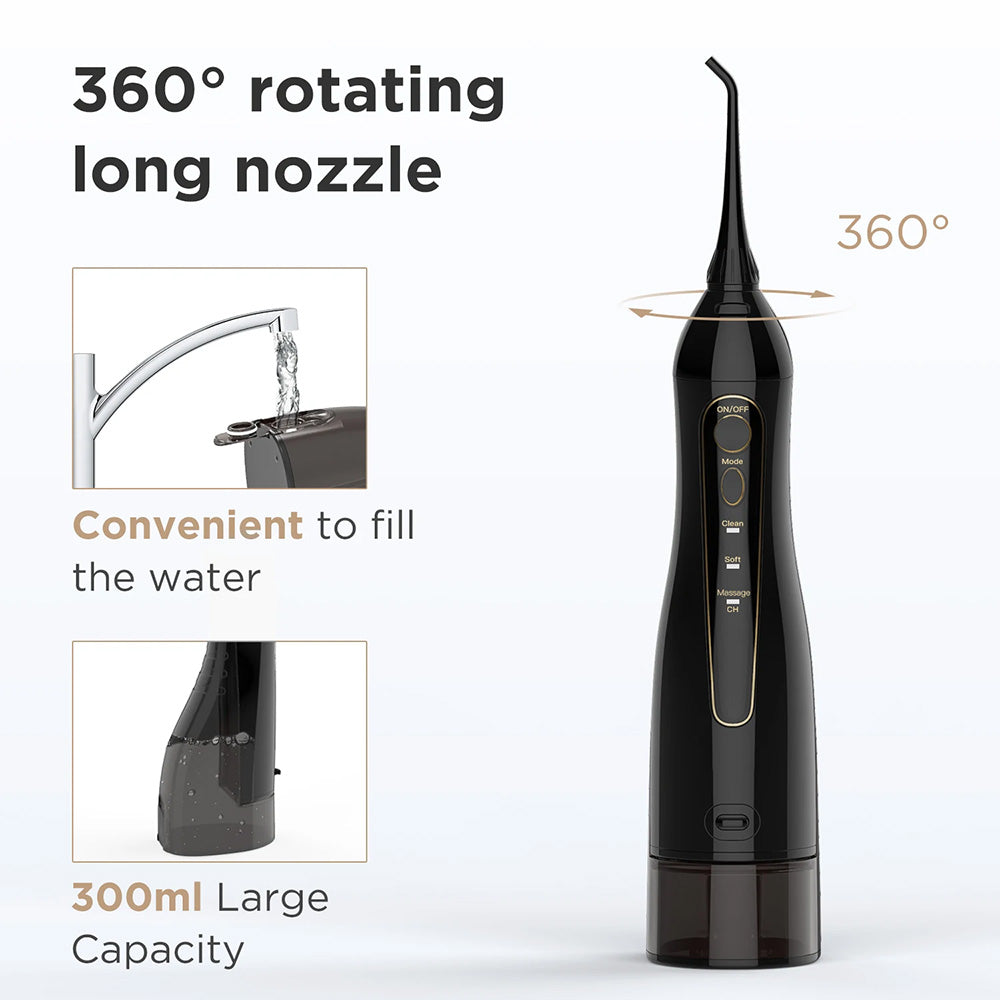 Bitvae - Water Flosser (BV5020E) - with 4x Standard, 1x Periodontal, 1x Orthodontic, 1x Tongue Nozzel, 300ml, 3 Modes - 