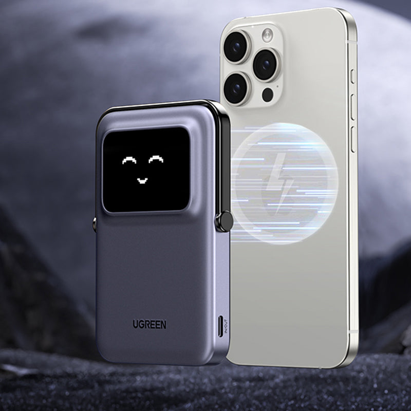 Ugreen - Power Bank PB571 (35605B) - with Digital Display, Fast Charge, Magnetic, Wireless, 5000mAh, USB-C, 18W, 5V/3A -