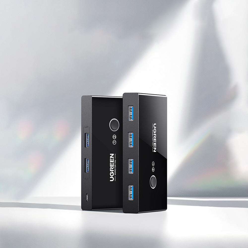 Ugreen - Docking Station Sharing Switch Box US216 (30768) - 4x USB-A, 2x USB Cable, Plug & Play, LED, 5Gb/s, 1.5m - Blac